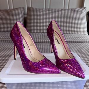 Fashion Nova Women's Sparkling Purple Heels